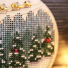 DIY Cross stitch kit on wood "Winter Forest" D 3.7 in / D 9.5 cm