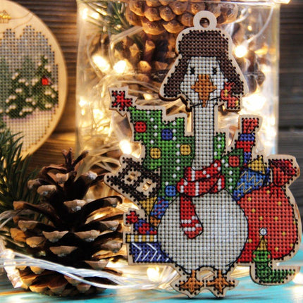 DIY Cross stitch kit on wood "Hryhorii" 5.3x3.5 in / 13.5x9.0 cm