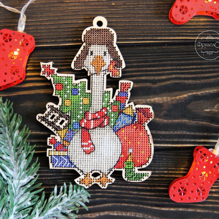 DIY Cross stitch kit on wood "Hryhorii" 5.3x3.5 in / 13.5x9.0 cm
