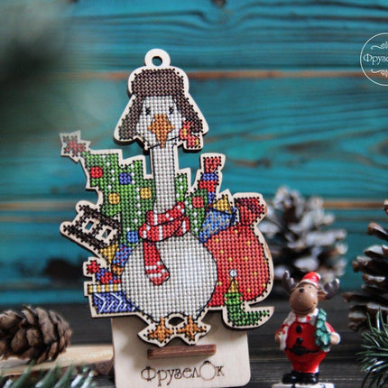 DIY Cross stitch kit on wood "Hryhorii" 5.3x3.5 in / 13.5x9.0 cm