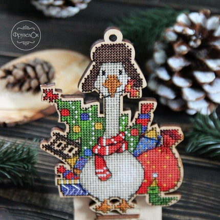 DIY Cross stitch kit on wood "Hryhorii" 5.3x3.5 in / 13.5x9.0 cm