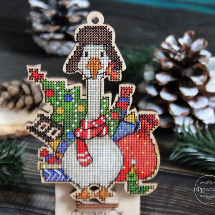 DIY Cross stitch kit on wood "Hryhorii" 5.3x3.5 in / 13.5x9.0 cm