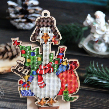 DIY Cross stitch kit on wood "Hryhorii" 5.3x3.5 in / 13.5x9.0 cm