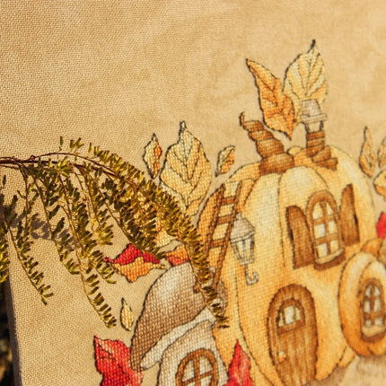 DIY Cross Stitch Kit "Pumpkin house" 11.0x8.9 in / 28.0x22.5 cm