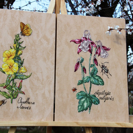 DIY Cross Stitch Kit "Aquilegia" 5.9x11.8 in / 15.0x30.0 cm