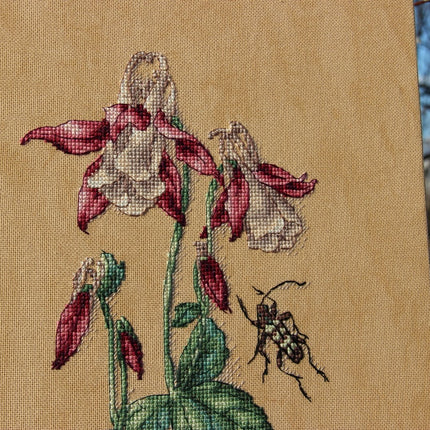 DIY Cross Stitch Kit "Aquilegia" 5.9x11.8 in / 15.0x30.0 cm
