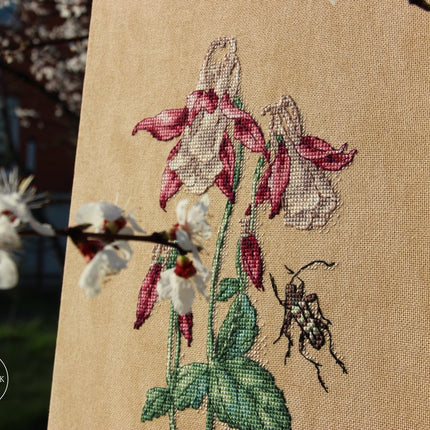 DIY Cross Stitch Kit "Aquilegia" 5.9x11.8 in / 15.0x30.0 cm