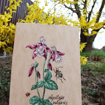 DIY Cross Stitch Kit "Aquilegia" 5.9x11.8 in / 15.0x30.0 cm