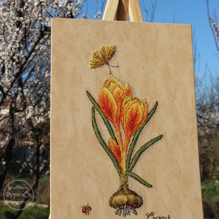 DIY Cross Stitch Kit "Crocus" 5.9x11.8 in / 15.0x30.0 cm