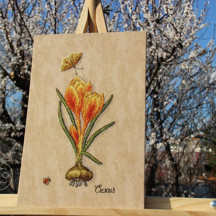 DIY Cross Stitch Kit "Crocus" 5.9x11.8 in / 15.0x30.0 cm