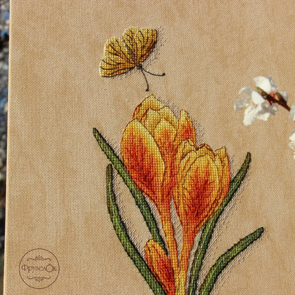 DIY Cross Stitch Kit "Crocus" 5.9x11.8 in / 15.0x30.0 cm