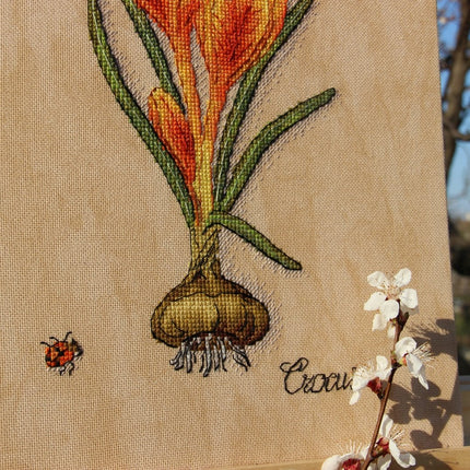 DIY Cross Stitch Kit "Crocus" 5.9x11.8 in / 15.0x30.0 cm