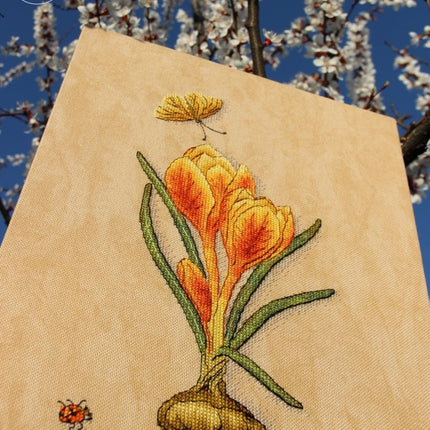 DIY Cross Stitch Kit "Crocus" 5.9x11.8 in / 15.0x30.0 cm