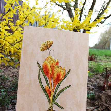 DIY Cross Stitch Kit "Crocus" 5.9x11.8 in / 15.0x30.0 cm