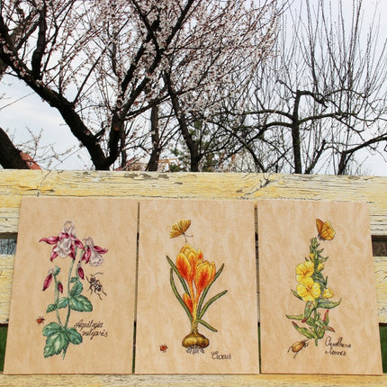 DIY Cross Stitch Kit "Aquilegia" 5.9x11.8 in / 15.0x30.0 cm