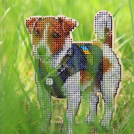 DIY Cross stitch kit on wood "Patron" 4.3x3.1 in / 11.0x8.0 cm