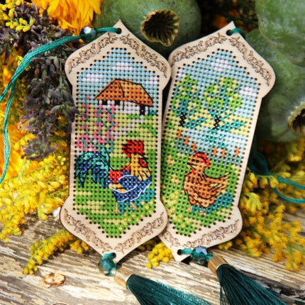 DIY Cross stitch kit on wood "Boss" 3.9x1.8 in / 10.0x4.5 cm