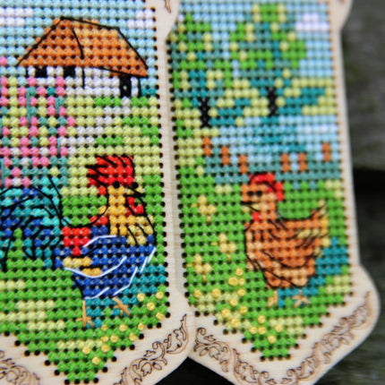 DIY Cross stitch kit on wood "Boss" 3.9x1.8 in / 10.0x4.5 cm