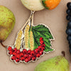 DIY Cross stitch kit on wood "Viburnum" 3.9x3.3 in / 10.0x8.5 cm