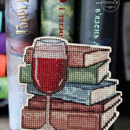 DIY Cross stitch kit on wood "Wonderful Evening" 3.5x3.7 in / 9.0x9.5 cm