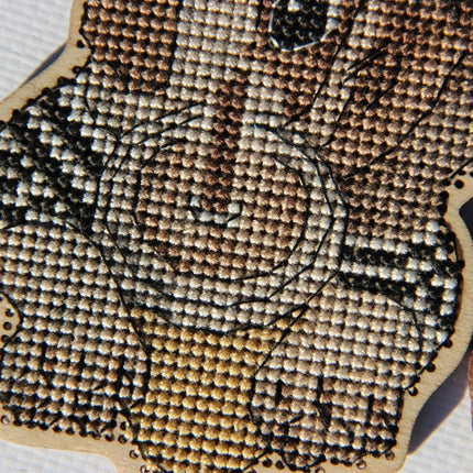 DIY Cross stitch kit on wood "Kuzma" 4.3x3.3 in / 11.0x8.5 cm