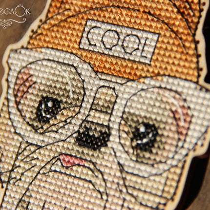 DIY Cross stitch kit on wood "Ivan" 4.1x3.5 in / 10.5x9.0 cm