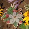 DIY Cross stitch kit on wood "Apple Blossom" 4.7x3.9 in / 11.9x10.0 cm