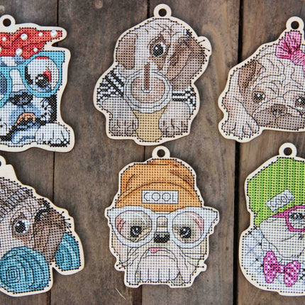 DIY Cross stitch kit on wood "Andriyko" 4.1x3.5 in / 10.5x9.0 cm
