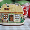 DIY Cross stitch kit on wood "The Hut" 3.9x3.1 in / 10.0x8.0 cm