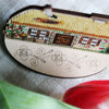 DIY Cross stitch kit on wood "The Hut" 3.9x3.1 in / 10.0x8.0 cm