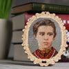 DIY Cross stitch kit on wood "Lesya Ukrainka" 5.1x3.9 in / 13.0x10.0 cm