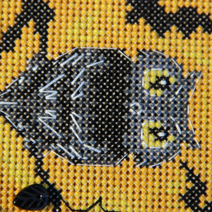 DIY Cross stitch kit on wood "Owl" 4.3x4.3 in / 11.0x11.0 cm