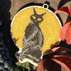 DIY Cross stitch kit on wood "Black Cat" 4.3x3.7 in / 11.0x9.5 cm