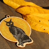 DIY Cross stitch kit on wood "Black Cat" 4.3x3.7 in / 11.0x9.5 cm