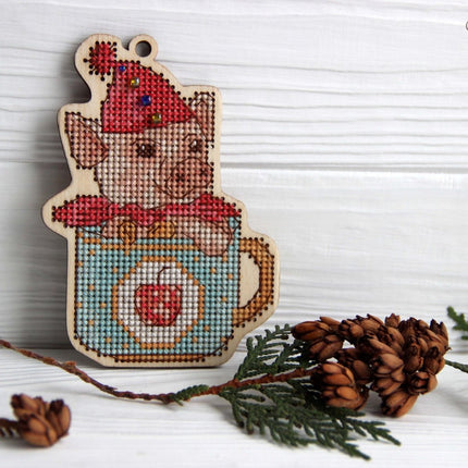 DIY Cross stitch kit on wood "Taras" 3.1x4.3 in / 8.0x11.0 cm