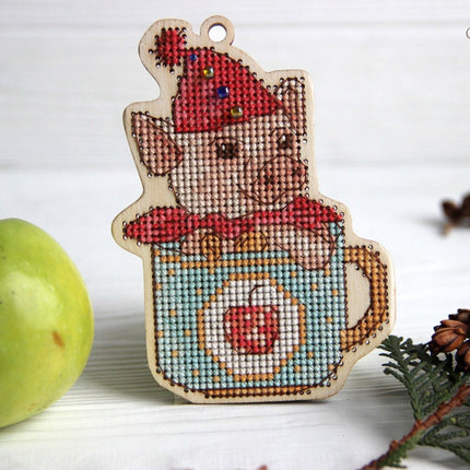 DIY Cross stitch kit on wood "Taras" 3.1x4.3 in / 8.0x11.0 cm