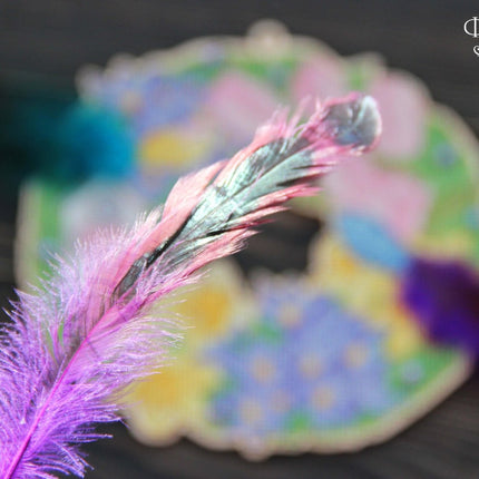 DIY Cross stitch kit on wood "Spring" 7.7x7.5 in / 19.5x19.0 cm