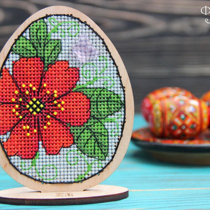 DIY Cross stitch kit on wood "Easter Egg" 3.3x4.3 in / 8.5x11.0 cm
