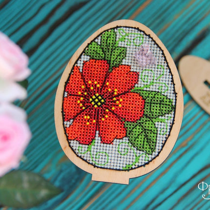 DIY Cross stitch kit on wood "Easter Egg" 3.3x4.3 in / 8.5x11.0 cm