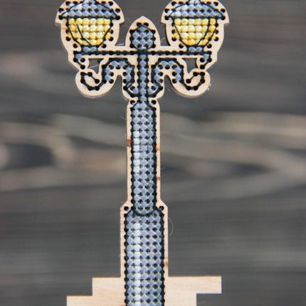 DIY Cross stitch kit on wood "Lamp" 2.0x4.3 in / 5.0x11.0 cm