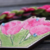 DIY Cross stitch kit on wood "Tulips" 4.1x4.3 in / 10.5x11.0 cm