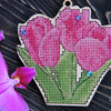 DIY Cross stitch kit on wood "Tulips" 4.1x4.3 in / 10.5x11.0 cm