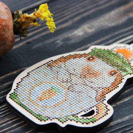 DIY Cross stitch kit on wood "Vitya" 3.1x4.7 in / 8.0x12.0 cm