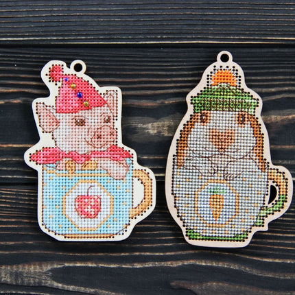 DIY Cross stitch kit on wood "Taras" 3.1x4.3 in / 8.0x11.0 cm