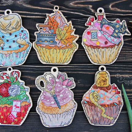 DIY Cross stitch kit on wood "Iron" 4.3x3.3 in / 11.0x8.5 cm