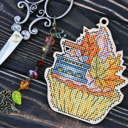 DIY Cross stitch kit on wood "Iron" 4.3x3.3 in / 11.0x8.5 cm