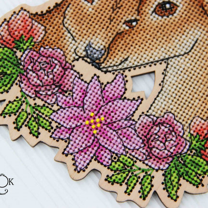 DIY Cross stitch kit on wood "Deer" 4.9x7.1 in / 12.5x18.0 cm