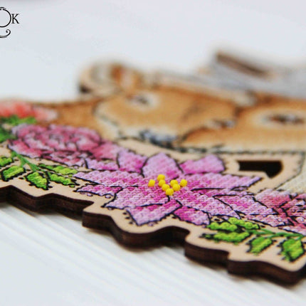DIY Cross stitch kit on wood "Deer" 4.9x7.1 in / 12.5x18.0 cm