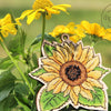 DIY Cross stitch kit on wood "Sunflower" 3.7x3.7 in / 9.5x9.5 cm