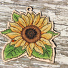 DIY Cross stitch kit on wood "Sunflower" 3.7x3.7 in / 9.5x9.5 cm